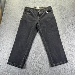 Duke Haband Jeans Men's 38x27 Black Cotton Denim Straight Leg Stretch Workwear